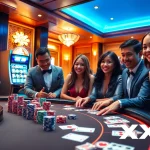 Experience the thrill of gambling at xx88 with a vibrant casino scene featuring poker and slot games.
