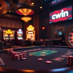 Experience the thrill of winning at cwin casino with an elegant blackjack table and vibrant slot machines.