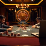 Experience the excitement of poker and casino games at 32win with vibrant chips and professional tables.