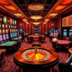 Experience excitement at Okfun casino with luxurious gaming tables and vibrant slot machines.