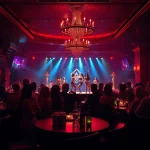 Night club sxm experience at Club Noir with elegant patrons and vibrant dancing atmosphere.