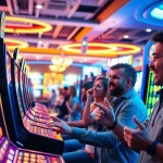 Experience the thrill of doaslot in a modern online casino setting with vibrant slot machines.