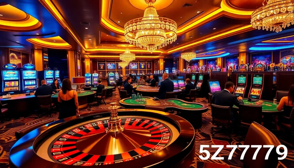 Experience the excitement of gambling at 5Z7779 with vibrant casino games and luxurious decor.