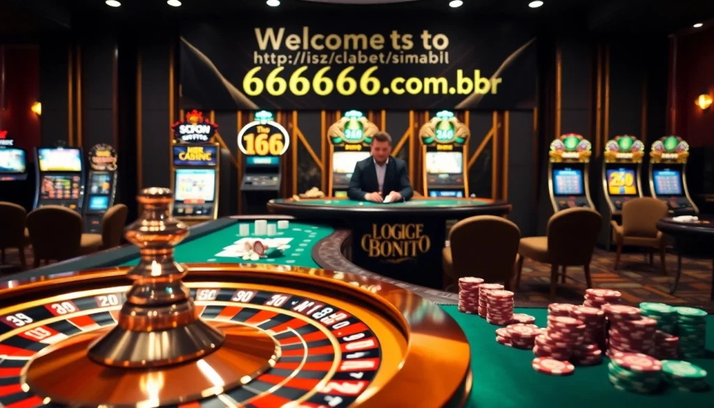 Exciting casino gameplay at https://6666bett.com.br with roulette, poker chips, and glamorous atmosphere.