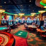 Engaging casino scene highlighting gambling excitement at https://rr88ez.com/ featuring roulette wheels and poker tables.