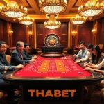 THABET players excitedly engage in a high-stakes Baccarat game at a luxury casino table.