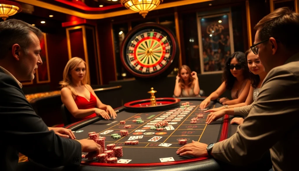 Engaging moment at a poker table featuring links to popular gambling platforms, highlighting excitement in the gaming experience.
