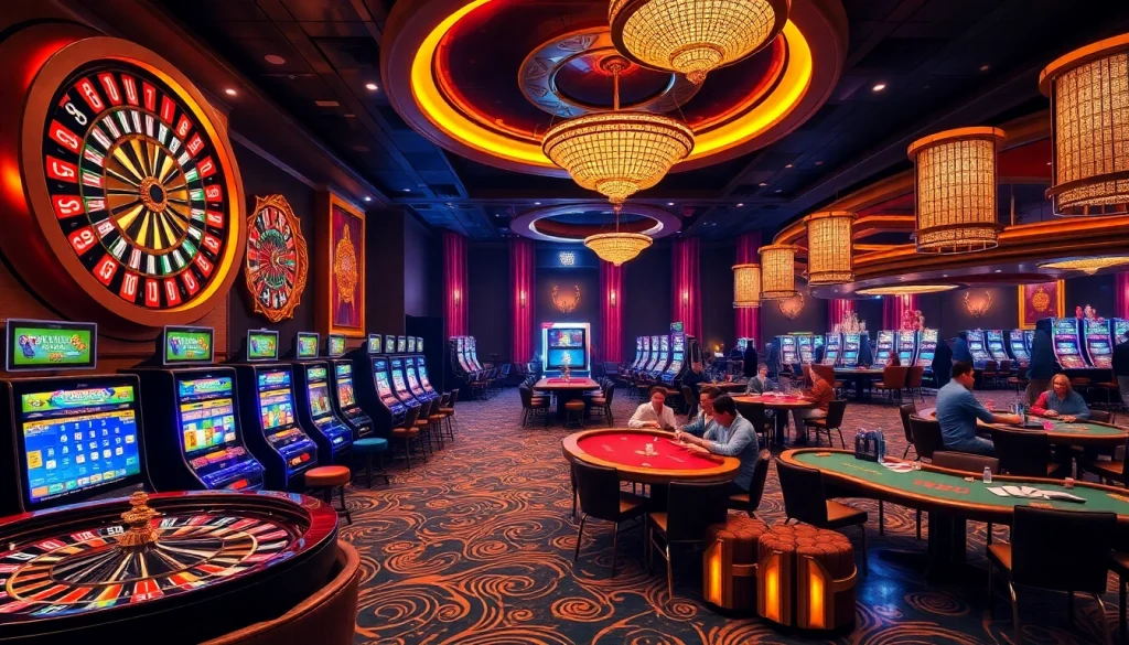 Experience excitement at MM88 with players enjoying casino games and vibrant gaming tables.