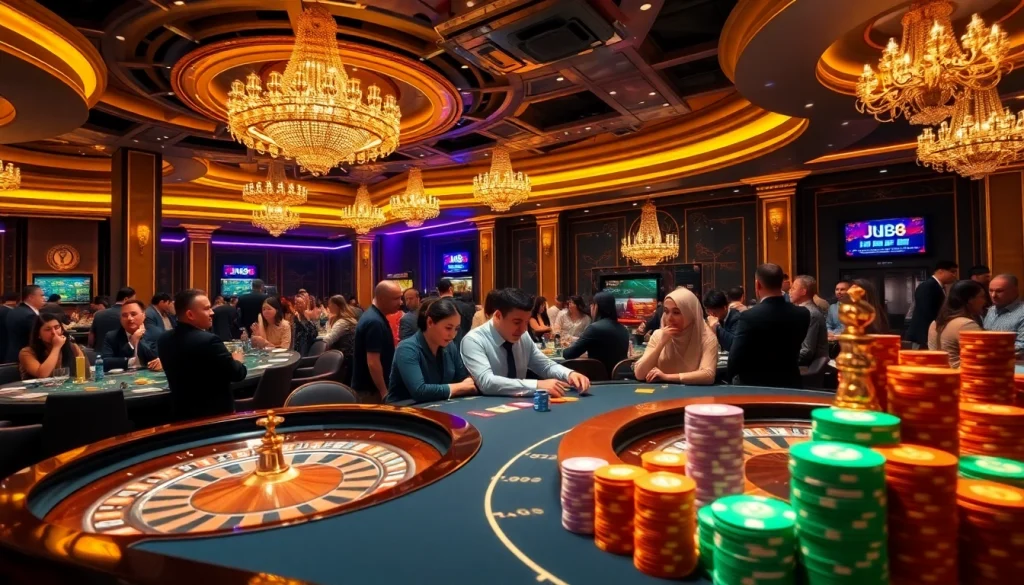 Experience the thrill at trang chủ Jun88 with an elegant casino atmosphere featuring roulette and poker.