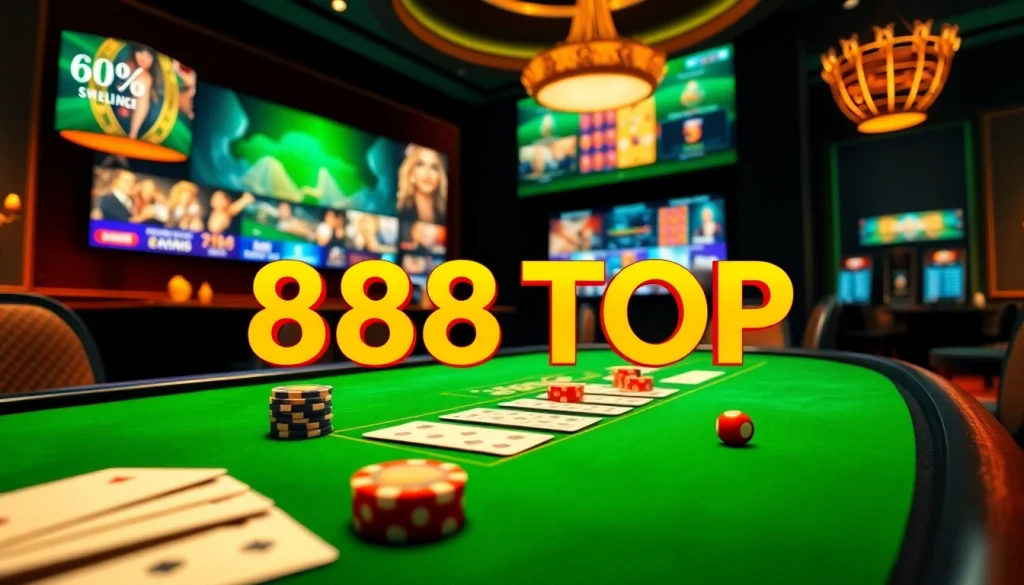 Exciting online gaming experience at 888TOP featuring rich casino elements and luxurious atmosphere.