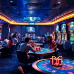 Exciting online gambling scene featuring diverse players enjoying various 84WIN games in a luxurious setting.