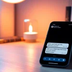 Engaging chat interface showcasing free sex AI conversation on a smartphone, with a cozy desk setting.