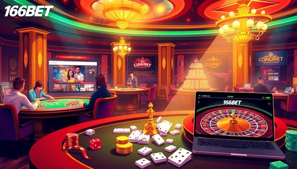 Experience the excitement of online gaming at https://166bett.com.br with immersive casino visuals, including interactive tables and slots.
