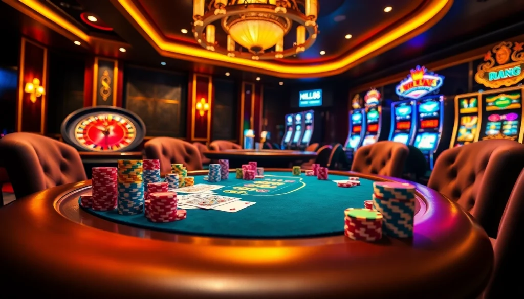 Experience the thrill of high-stakes gambling at Hello88 with vibrant casino elements.