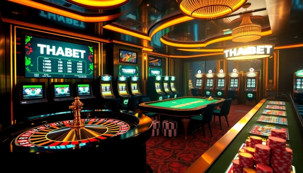 Experience thrilling gaming moments at THABET's vibrant online casino, featuring roulette, slots, and poker action.