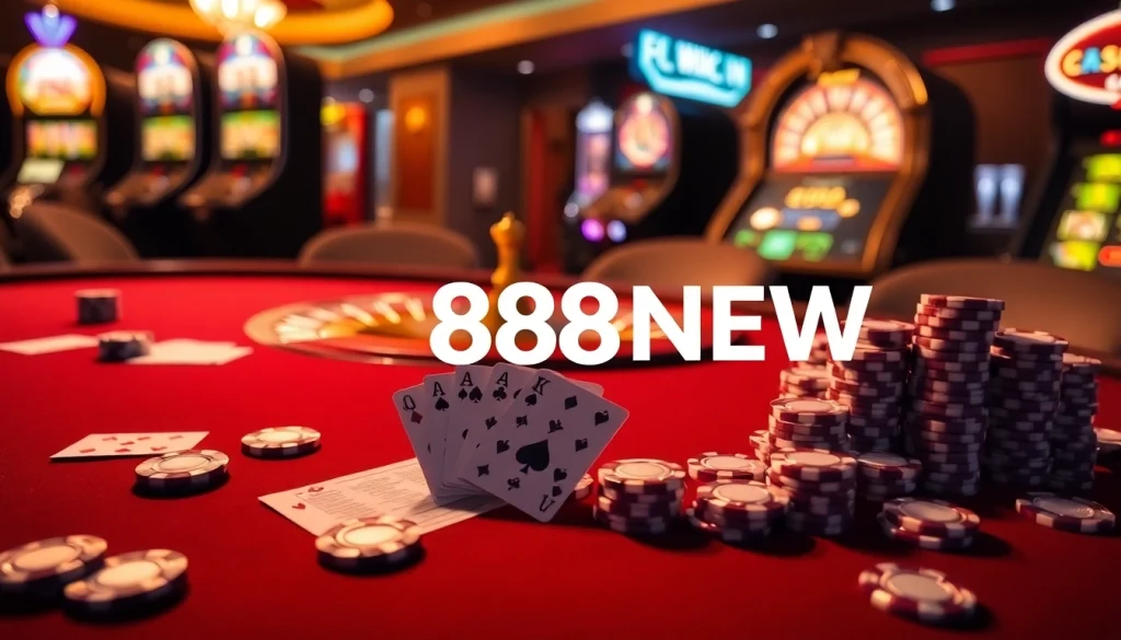 Experience thrilling online gambling at 888NEW with vibrant casino tables and exciting games.