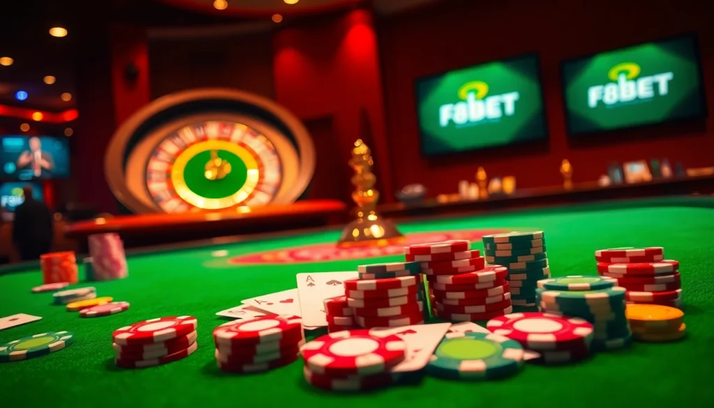Experience vibrant gambling action with F8BET's unique casino atmosphere showcasing betting excitement.