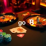 Experience exhilarating gaming excitement at go8 casino tables filled with vibrant poker chips.