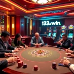 Engaged players enjoy high-stakes poker at a luxurious casino table at 13win.