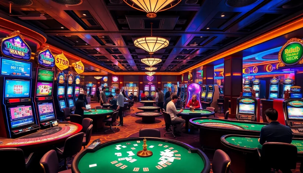 Exciting scene from king88 casino showing players engaging with games and enjoying the atmosphere.