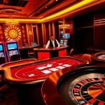 Exciting gaming scene at https://mm88.blog/ featuring a poker table and vibrant slot machines.
