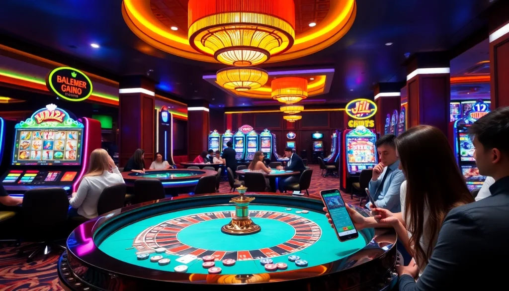 Players enjoying interactive gaming experiences at PH22 casino with vibrant visuals.