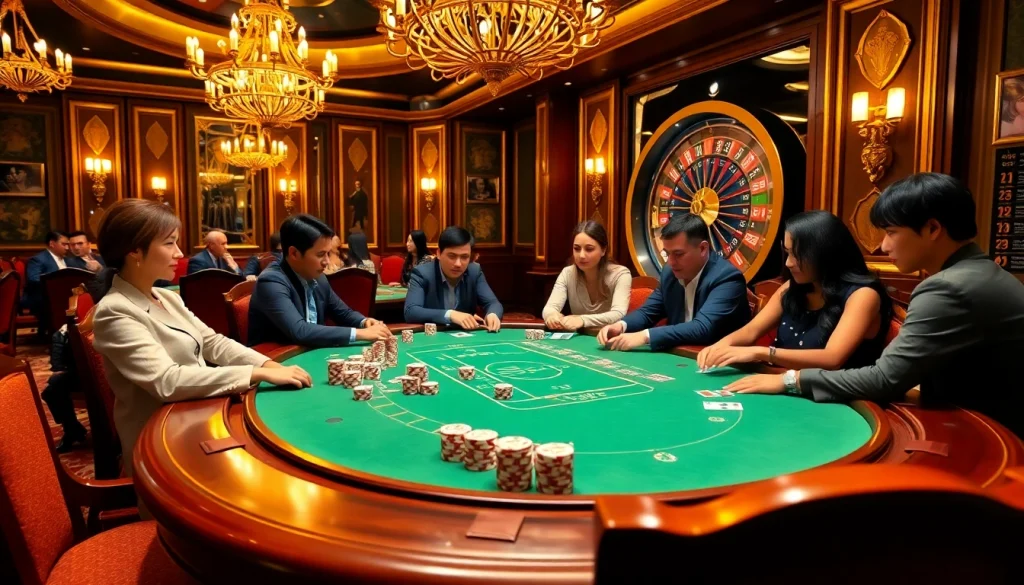 Experience the excitement of 6L777 VIP at a luxurious casino table surrounded by engaged players.