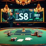 S8 casino vibrant atmosphere showcasing poker action and online gambling interface.