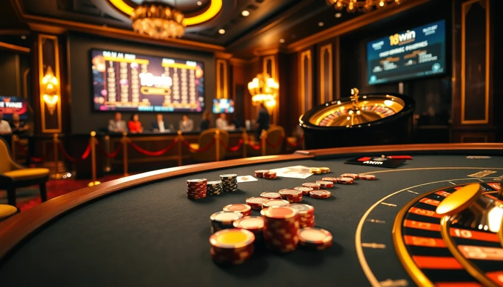 Experience the excitement of betting with 18win at a vibrant casino table.