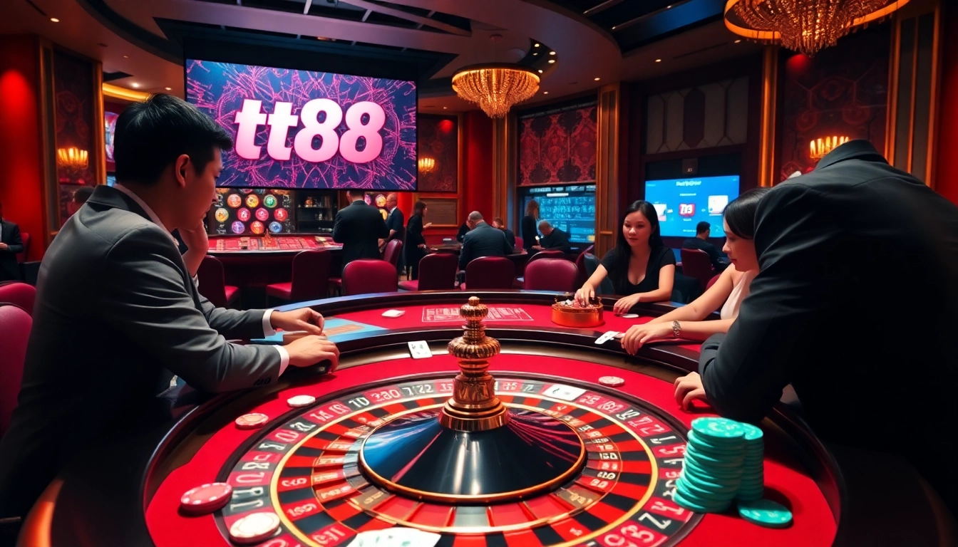 Players winning at a roulette table at tt88 nhà cái casino, showcasing an exciting gambling atmosphere.