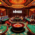 MM88 players enjoying a thrilling experience at a luxurious casino table with vibrant gaming action.