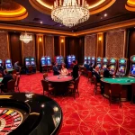 Players enjoying thrilling games at a casino with 88i branding and luxurious decor.