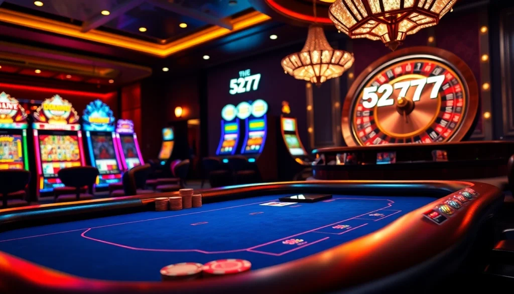 Experience thrilling gaming moments at 5Z777 with vibrant casino tables and engaging slot machines.
