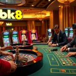Players enjoying a thrilling game at BK8 casino tables with vibrant excitement.
