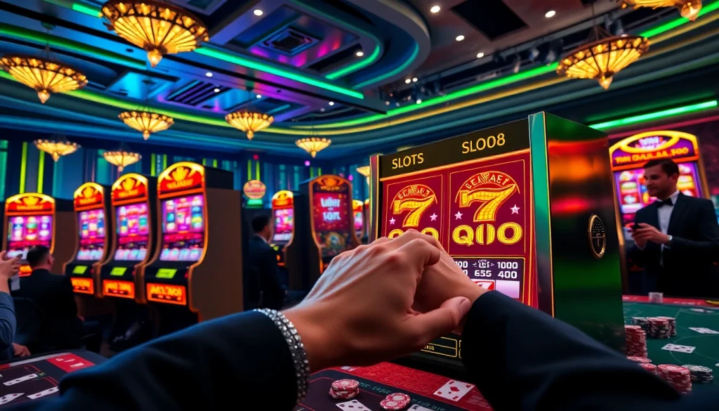 SLOTS8 exciting spin action with vibrant slot machines and luxurious casino ambiance.