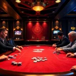 Intense poker game showcasing the thrilling atmosphere of the liên minh kjc with players and chips.