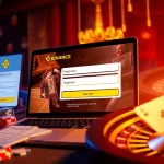 Engage in 바이낸스 회원가입 with an attractive online gambling scene featuring casino elements.