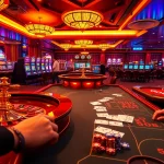 Experience the thrill of Go88 at a lavish casino, featuring vibrant slot machines and elegant poker tables.