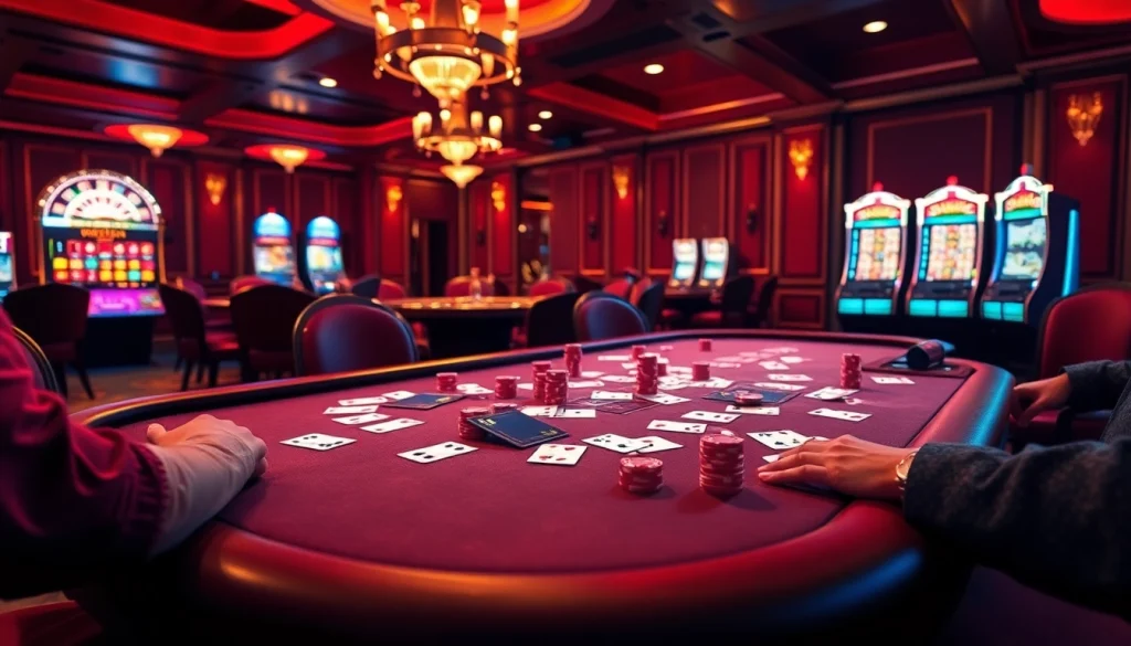 Experience high-stakes action at 555win com featuring a lively poker game and roulette.