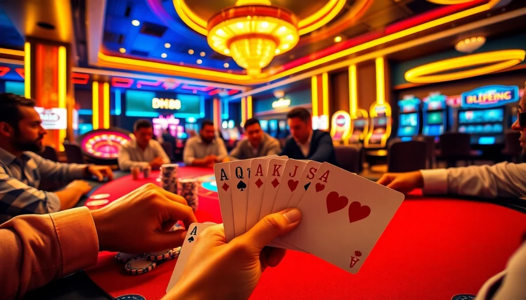 Gambling action at DH88 with players winning at blackjack and vibrant chips.