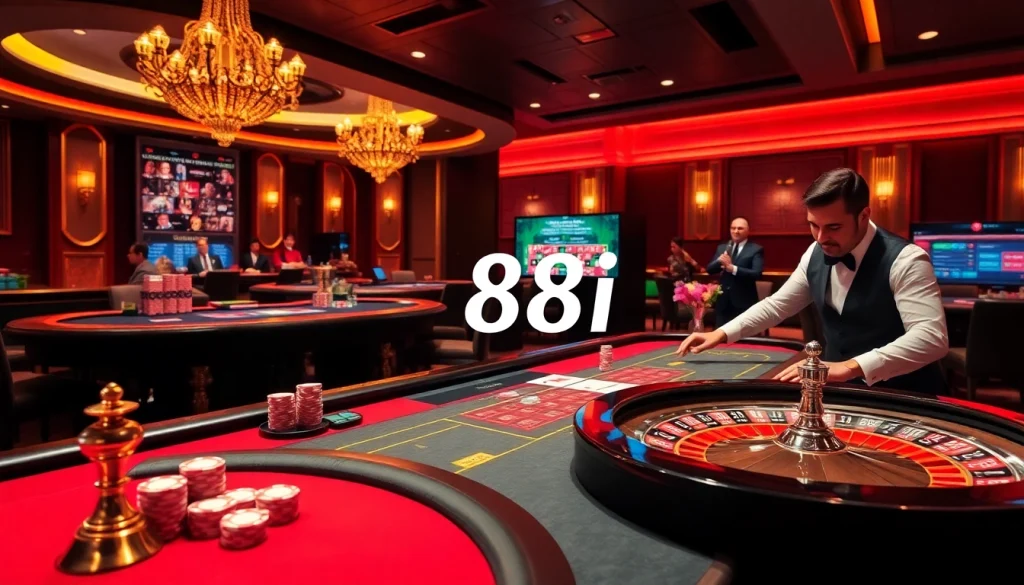 Players engaging at a luxurious casino table featuring 88i online gambling excitement.
