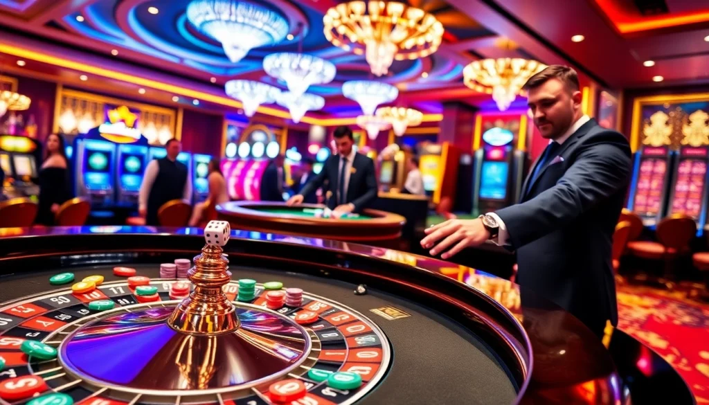 PHSKY players enjoying a lively roulette game surrounded by vibrant casino ambiance.