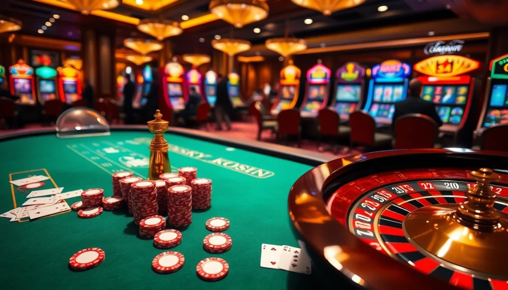 Experience high-stakes gambling at Luckywin's luxurious poker table with vibrant chips and cards.