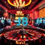 Players enjoying high-stakes gambling at J8 casino with vibrant roulette table and dynamic atmosphere.