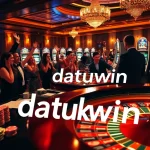 Menang besar dengan Datukwin di meja kasino mewah, dikelilingi para penjudi yang antusias.