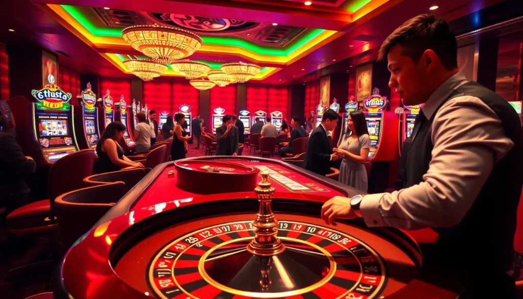 Engaging casino experience at rr88 có uy tín with roulette and poker, showcasing professionalism.
