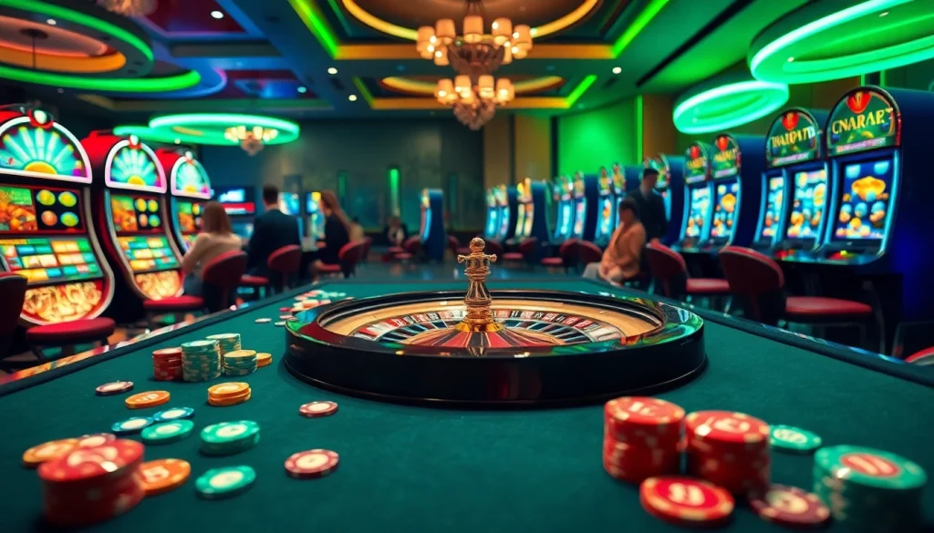 Experience the excitement at Nhà cái NEW88 with vibrant casino gaming visuals featuring chips, cards, and slots.