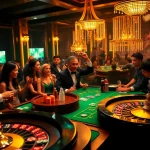 Engaging scene at a casino table featuring u888 com poker chips and vibrant gaming activity.