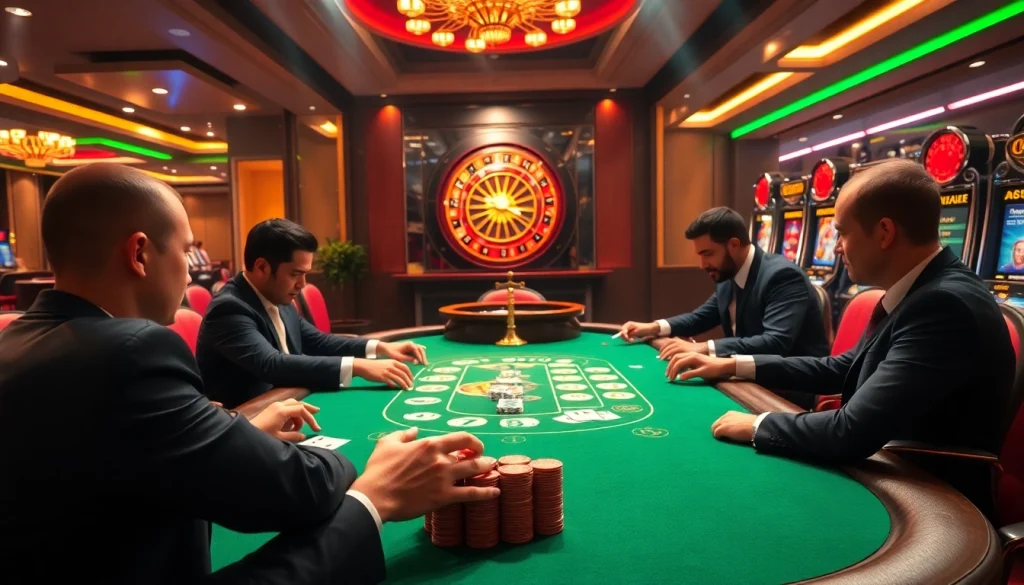 Experience the thrill of mk8 gaming with high-stakes poker at a luxury casino table, surrounded by excitement.