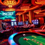 Players enjoying various games like roulette and blackjack at a casino featuring PH222, surrounded by chips and excitement.
